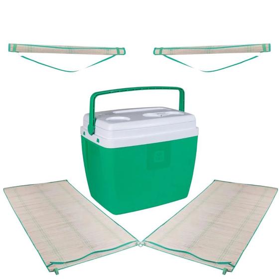 Imagem de Kit para Praia Verde com Cooler Caixa Termica 36l + 2 Esteiras com Alca Bel