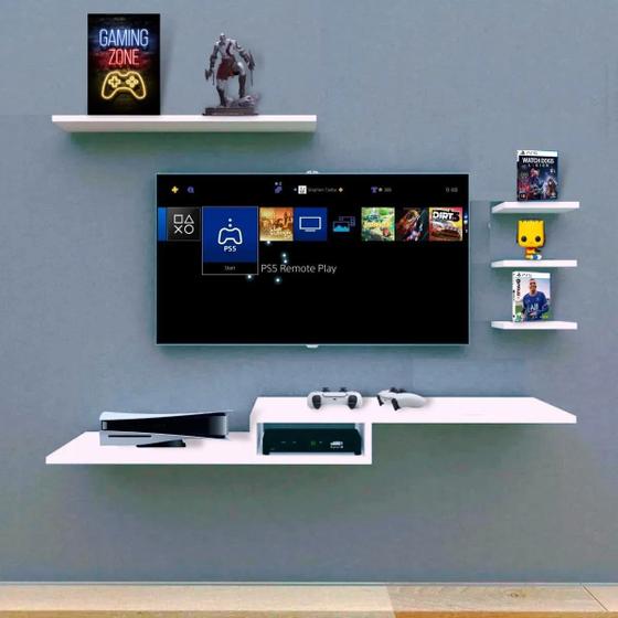 Kit Para Quarto Gamer Rack Tv + 4 Nichos Organizador Jogos em MDF ...