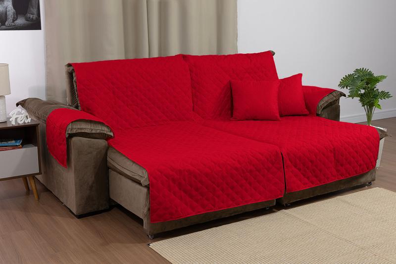 Imagem de Kit Para sala Com Protetor de Sofá Retrátil 2,20m e Duas Almofadas Cheias 50 x 50