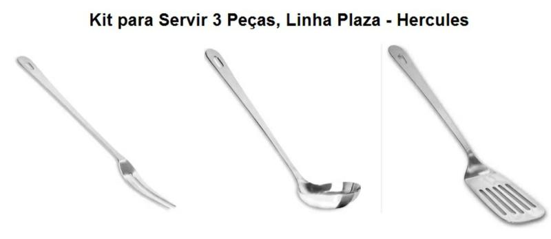 Imagem de Kit para Servir Inox Linha Plaza Hercules  (Espátula, Concha e Garfo Trinchante)