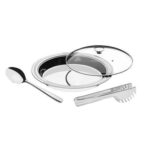 Kit para servir tramontina ciclo redondo em aço inox com tampa de vidro 3 peças 64510264 Menor preço em Kit para servir tramontina ciclo redondo em aço inox com tampa de vidro 3 peças 64510264