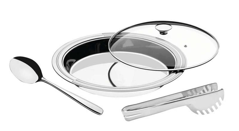 Kit para Servir Tramontina Ciclo Redondo em Aço Inox com Tampa de Vidro 3 Peças Menor preço em Kit para Servir Tramontina Ciclo Redondo em Aço Inox com Tampa de Vidro 3 Peças