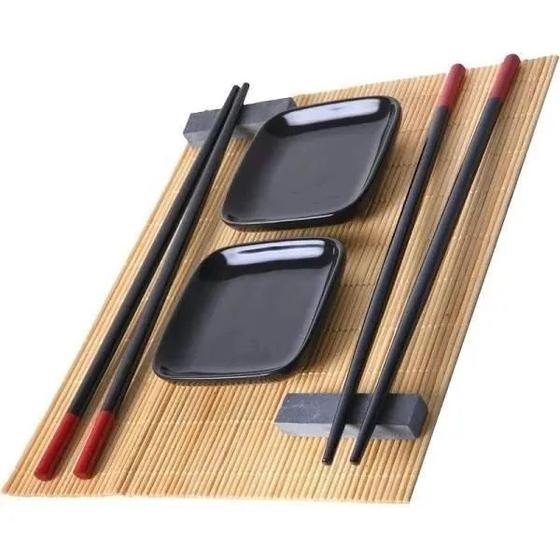 Imagem de Kit Para Sushi 7 Peças Hashi Reutilizável Comida Japonesa