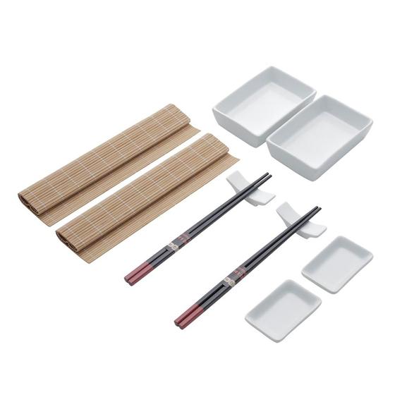 Imagem de Kit Para Sushi em Bambu e Cerâmica 10 Peças