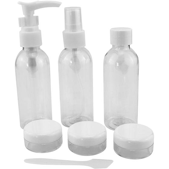 Kit para Viagem 3 Potes 3 Frascos 75ml Menor preço em Kit para Viagem 3 Potes 3 Frascos 75ml