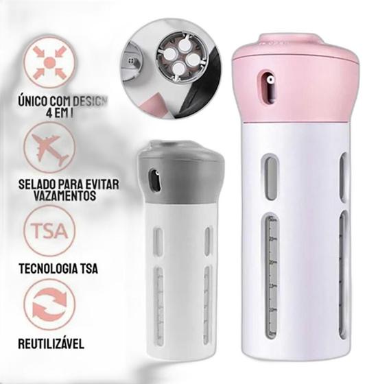 Imagem de Kit Para Viagem Porta Shampoo 4X1 Dispenser Viagem Portátil