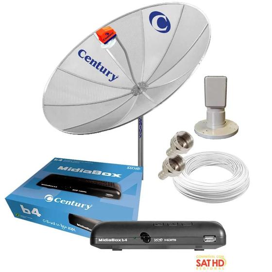 Kit Parabólica 1,70 Digital Century com Receptor Digital Midia Box Hd B3 E Multiponto Century