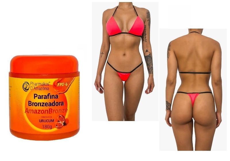 Imagem de Kit  Parafina Bronzeadora - Amazonbronze - Pharmakos - 180g Brinde Biquíni