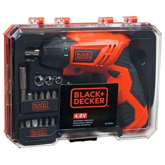 Kit Parafusadeira a Bateria 1/4" 4.8V com 15 Acessórios Black Decker KC4815K - Bivolt Menor preço em Kit Parafusadeira a Bateria 1/4" 4.8V com 15 Acessórios Black Decker KC4815K - Bivolt