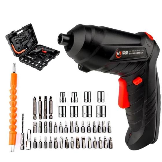 Imagem de kit Parafusadeira/furadeira 48 pçs portátil carregador usb Leve forte desmontar e montar