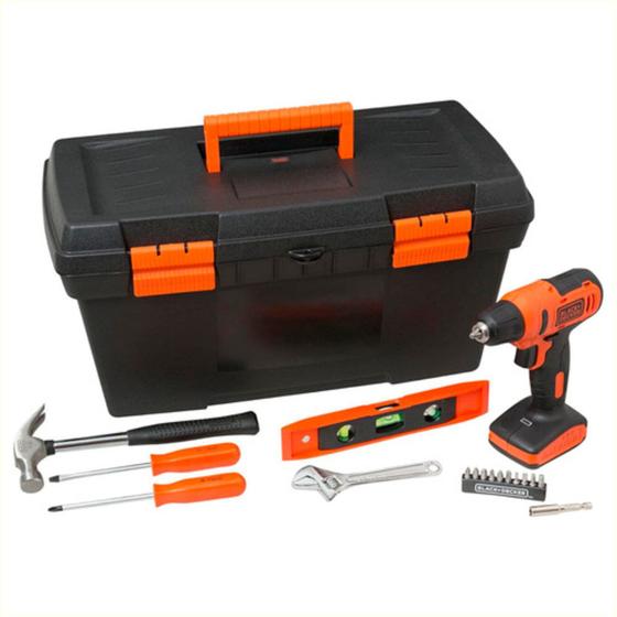 Imagem de Kit Parafusadeira/Furadeira Black+Decker 3/8" (10mm) Bateria Íon 12V com Maleta e 18 Acessórios LD12SA-BR