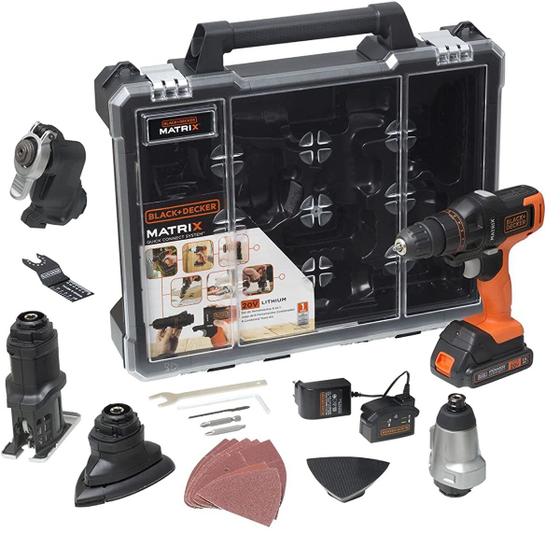 Imagem de Kit Parafusadeira Matrix 6x1 20V MTX20K6A-BR Com 6 Cabeçotes Intercambiáveis Black+Decker