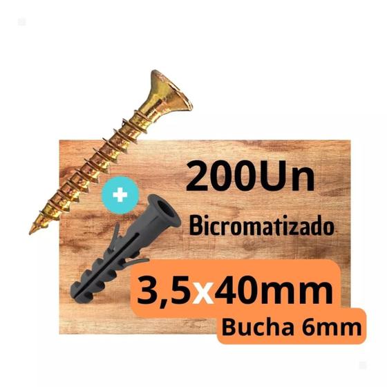 Imagem de Kit Parafuso 3,5x40 E Bucha 6mm Com Anel 400 Peças