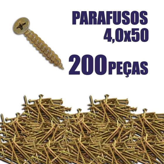 Imagem de Kit Parafuso Chipboard Para Madeira 40X50Mm 200 Peças