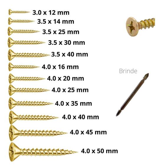 Kit parafuso madeira chipboard várias medidas c/bucha 600pçs - Ciser Menor preço em Kit parafuso madeira chipboard várias medidas c/bucha 600pçs - Ciser