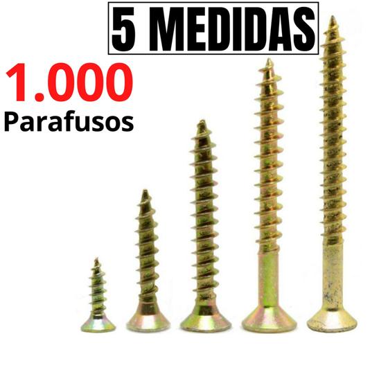 Kit Parafuso para Madeira Chipboard Philips com 1000 Parafusos para MDF Móveis Menor preço em Kit Parafuso para Madeira Chipboard Philips com 1000 Parafusos para MDF Móveis