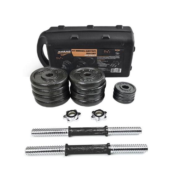 Imagem de Kit Pares Dumbbell Halteres Ajustável Iron Cast até 15kg