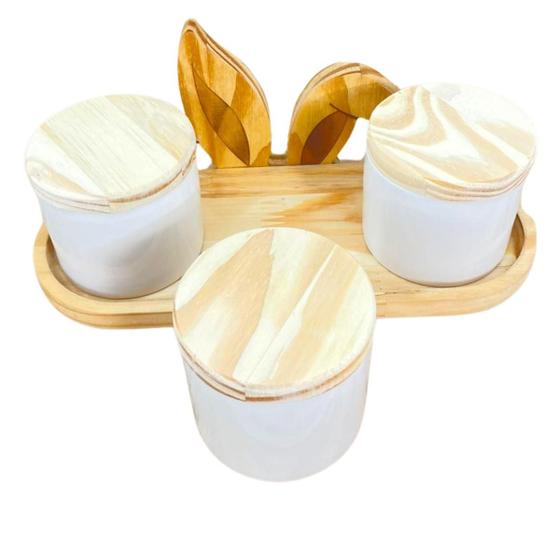 Imagem de Kit Páscoa 4 pçs - Bandeja Personalizada e Potes p/ Bombons
