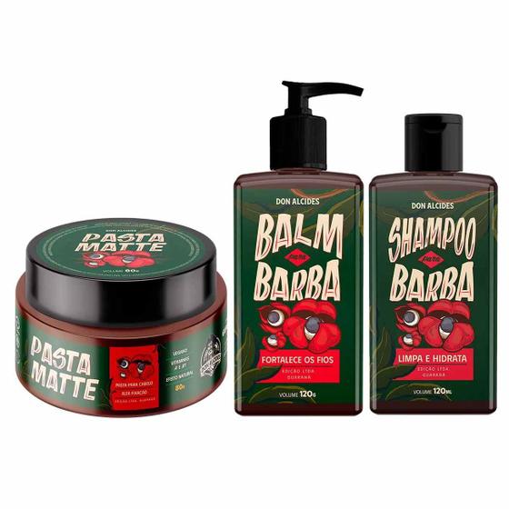 Imagem de Kit Pasta Cabelo, Balm E Shampoo Barba Guaraná Don Alcides