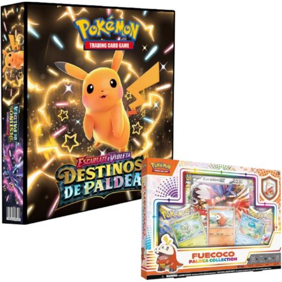 Imagem de Kit Pasta Fichário Pokémon Escarlete e Violeta Destinos de Paldea e Box Coleção Fuecoco Cards TCG