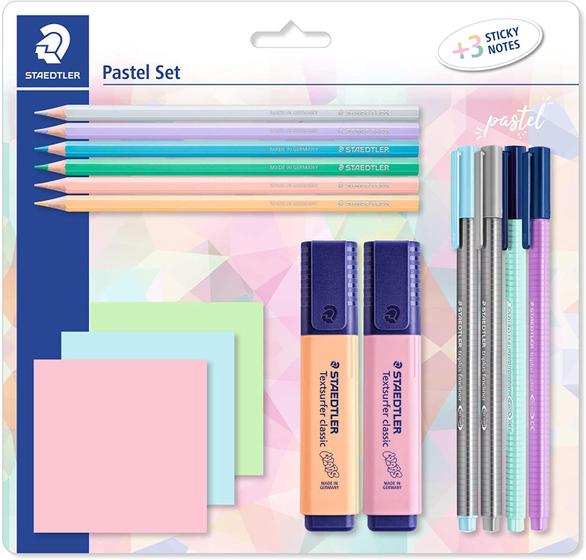 Imagem de Kit Pastel Set Canetas, Lapis De Cor e Bloco de Anotações 15 Itens Staedtler