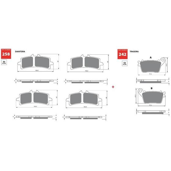 Imagem de Kit pastilha de freio completo suzuki gsxr750/1000 2015