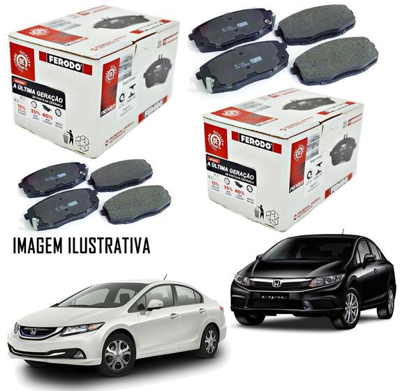 Imagem de Kit Pastilha Freio Ceramica Dianteira e Traseira Honda Civic 1.8 LXL EXS LXS LXR 2013 2014 2015 2016