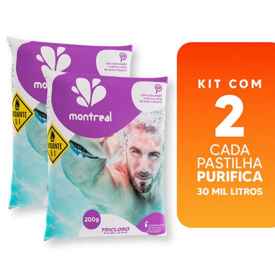 Imagem de Kit Pastilhas Tricloro Montreal 200g 2 Unidades Para Piscina