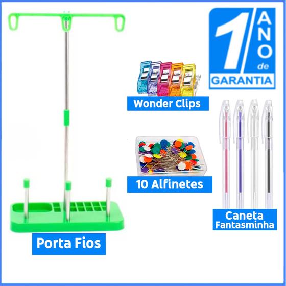 Imagem de Kit Patchwork Porta Fio Suporte 3 Cones + Wonder Clips + Alfinete + Caneta Fantasminha