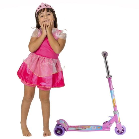 Imagem de Kit Patinete de Princesa 3 Rodas Fácil Curvas + vestidinho