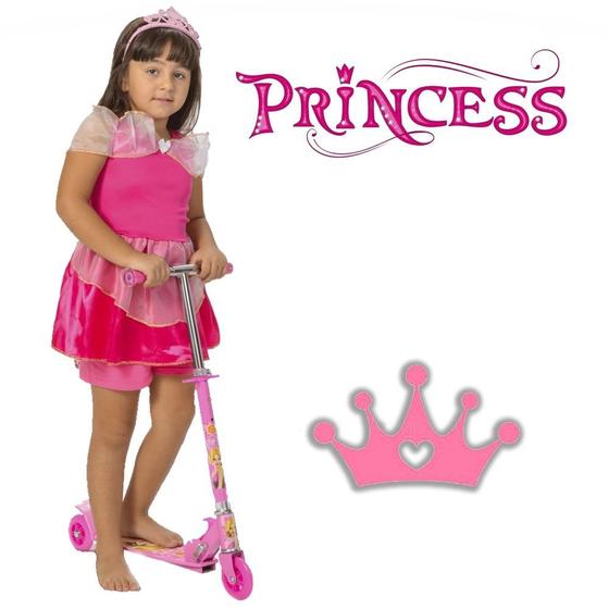 Imagem de Kit Patinete Feminino Grande Rosa + Fantasia Princesa