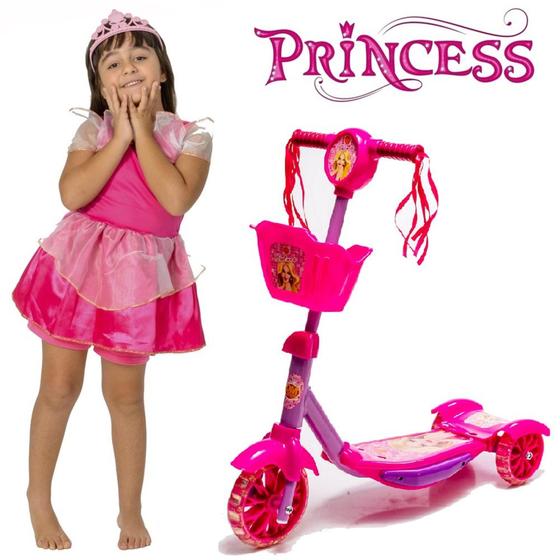 Imagem de Kit Patinete Infantil e Fantasia de Princesa Cinderela
