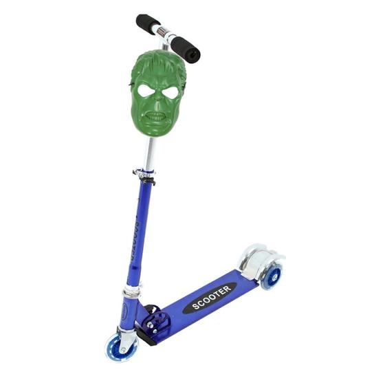 Imagem de Kit Patinete Radical Led Dobrável Ajustável + Máscara Hulk