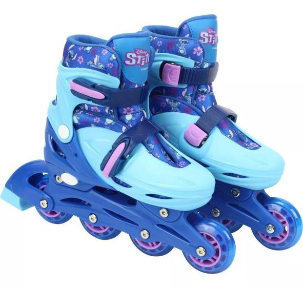 Imagem de Kit Patins 04 Rodas Com Proteçao Tam 32 Stitch Bbr Toys