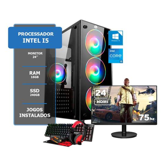 Kit pc gamer completo core i5 16gb ssd 240gb monitor 24 GSNEW