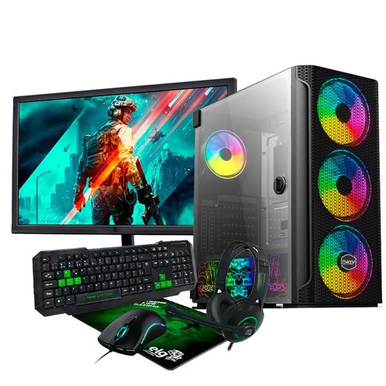 Imagem de Kit PC Gamer i5-10400F, 16GB RAM, SSD 240GB, H510M, GTX 1660 Super 6GB, Fonte 600W 80 Plus, KLV Master, Monitor 19",  Kit Gamer