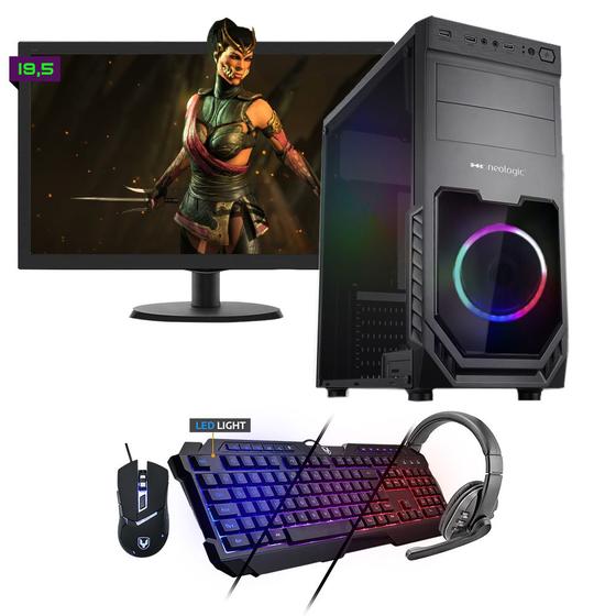 Imagem de Kit PC Gamer Neologic NLI81549 Ryzen 5 2400G 8GB (RX 570 4GB) SSD 240GB + Monitor 19,5