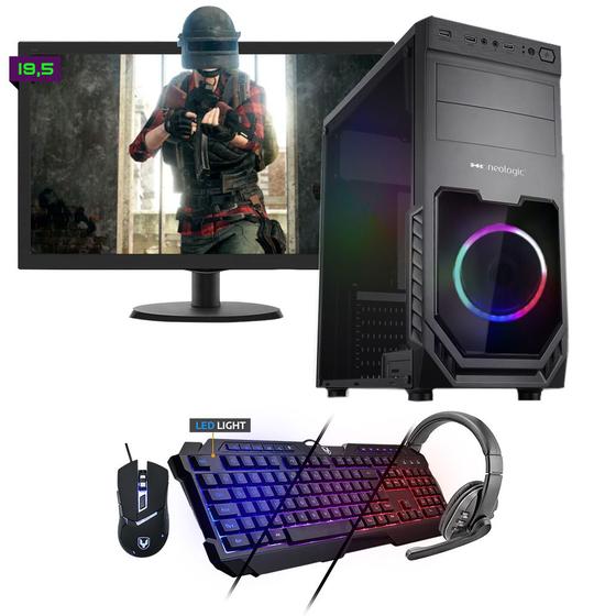 Imagem de Kit PC Gamer Neologic NLI81550 Ryzen 5 2400G 8GB (RX 570 4GB) SSD 480GB + Monitor 19,5