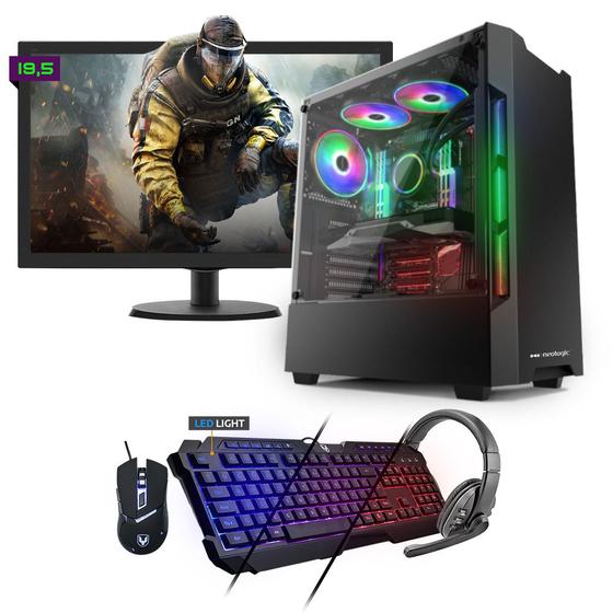 Imagem de Kit PC Gamer Neologic NLI81551 Ryzen 5 2400G 8GB (RX 570 4GB) 1TB + Monitor 19,5