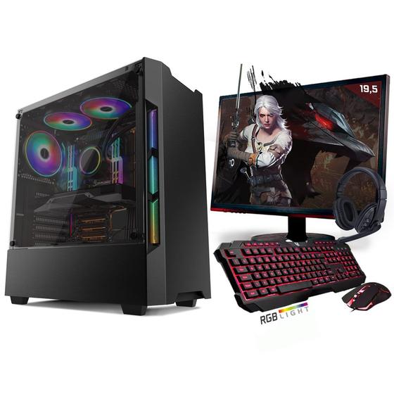 Imagem de Kit PC Gamer Neologic Start NLI81432 Ryzen 5 2400G 8GB (Radeon RX Vega 11 Integrado) SSD 240GB + Monitor 19,5