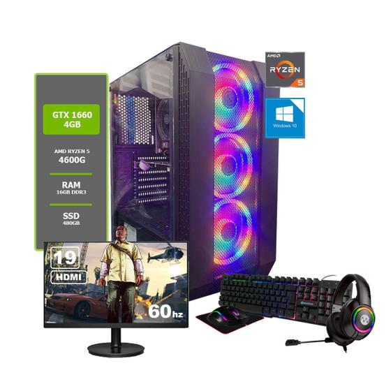 Kit pc gamer ryzen 5 4600g ssd240gb hd1tb Computador