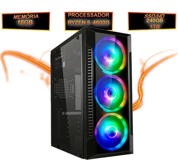 Imagem de Kit pc gamer ryzen 5 5600g 16gb ssd 480gb