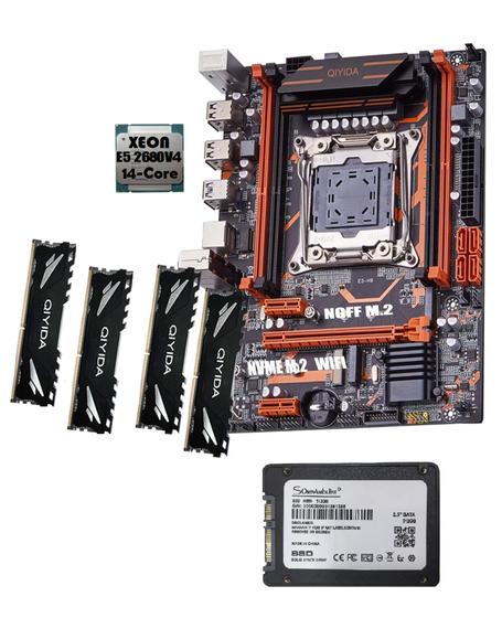 Imagem de Kit PC Gamer X99 Gaming + Xeon E5 2680v4 14 Núcleos (Ryzen 5 5600) + 64GB DDR4 + SSD 512 GB