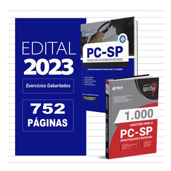 Imagem de KIT PC SP Apostila Investigador de Polícia de 3ª Classe +1000 Questões Gabaritadas