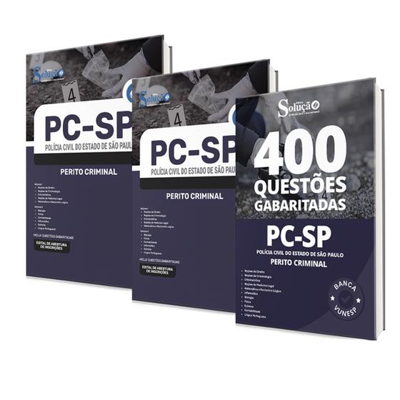 Imagem de KIT PC SP Apostila Perito Criminal + 400 Questões Gabaritadas - Ed. Solução