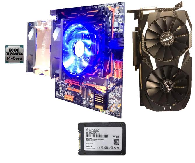 Imagem de Kit PC X99 Xeon E5 2680v4 14 Núcleos (i7 8700) + 64GB DDR4 + RX 580 8GB + SSD 512GB + Cooler 2 Fans