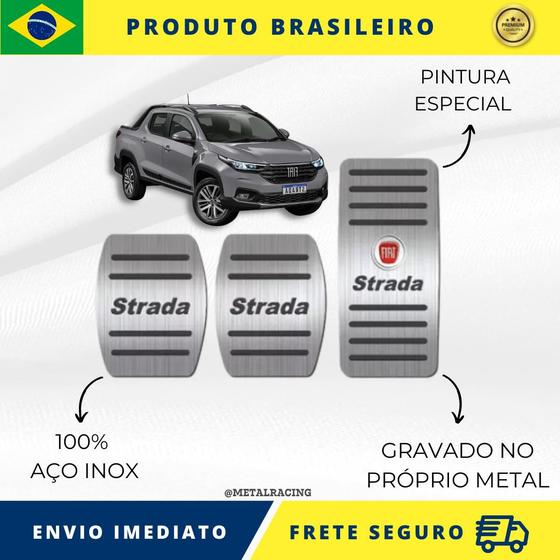 Imagem de KIT Pedaleira de Carro 100% AÇO INOX modelo do carro Fiat Strada 1996 acima Envio Rápido Brasil