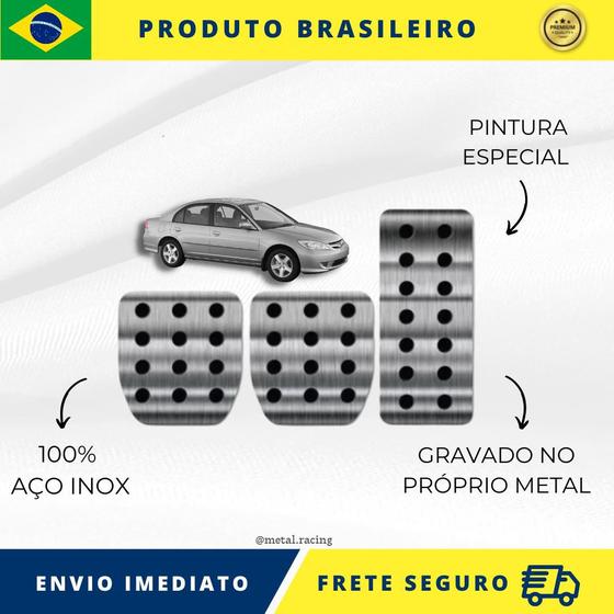 Imagem de KIT Pedaleira de Carro 100% AÇO INOX modelo do carro Honda Civic 1998 acima  Envio Rápido Brasil