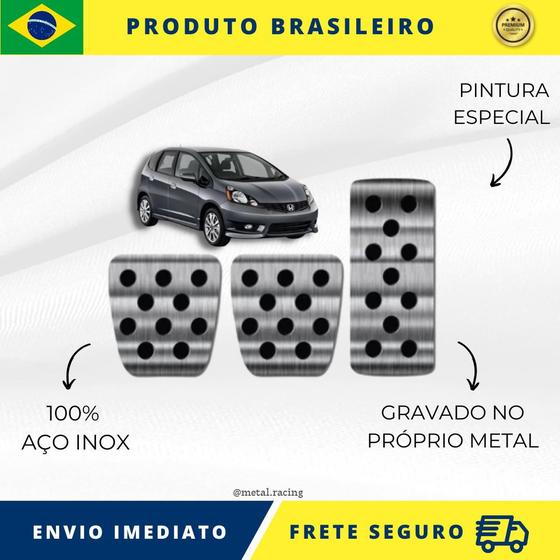 Imagem de KIT Pedaleira de Carro 100% AÇO INOX modelo do carro Honda Fit 2003 Acima  Envio Rápido Brasil