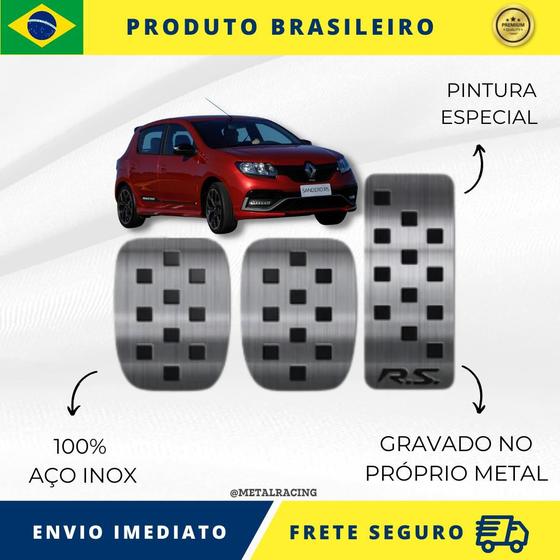 Imagem de KIT Pedaleira de Carro 100% AÇO INOX modelo do carro Renault Sandero RS Manual 2015 acima serve com perfeição Premium Envio Rápido Brasil